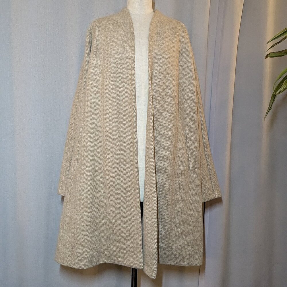 Madewell Coat Tan Stanza Herringbone Coat Wool Blend Camel Color Large - Picture 2 of 8